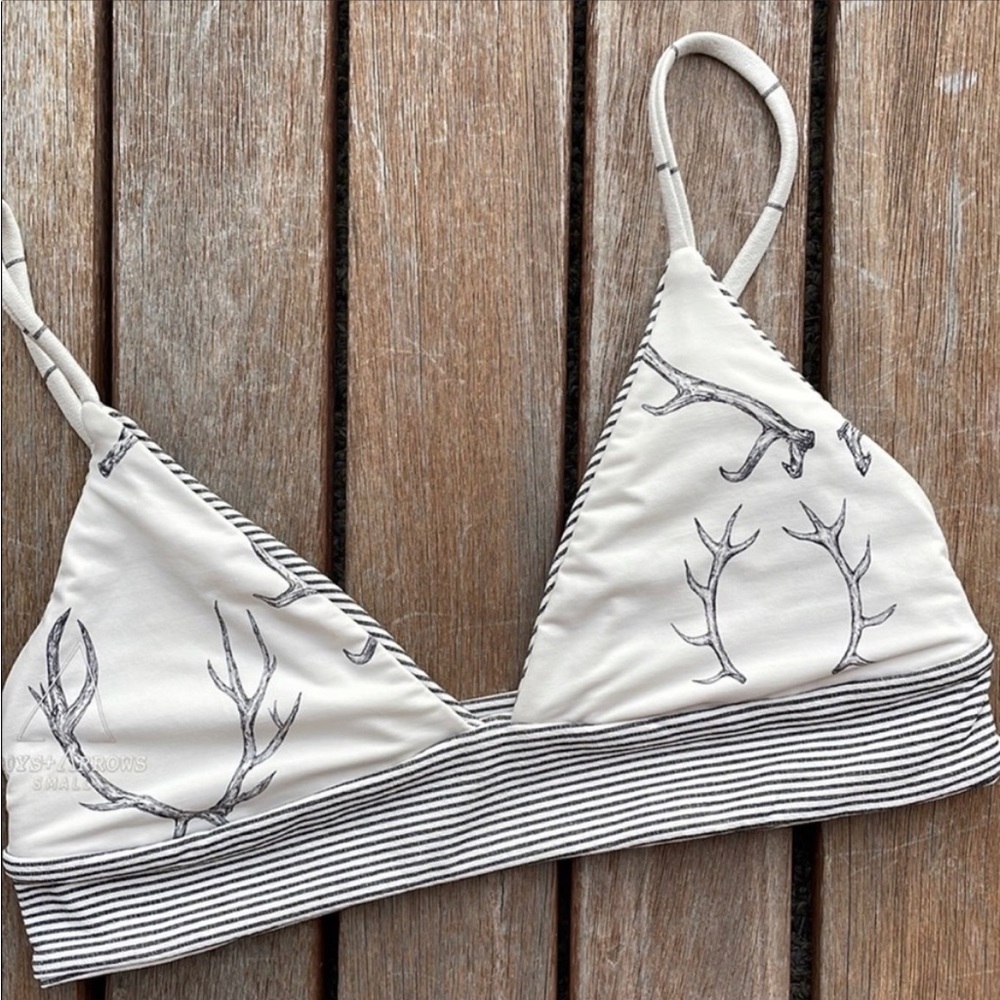 Worn Once! Boys + Arrows Bikini Reversible Top Buck Yeah / Behind Bars